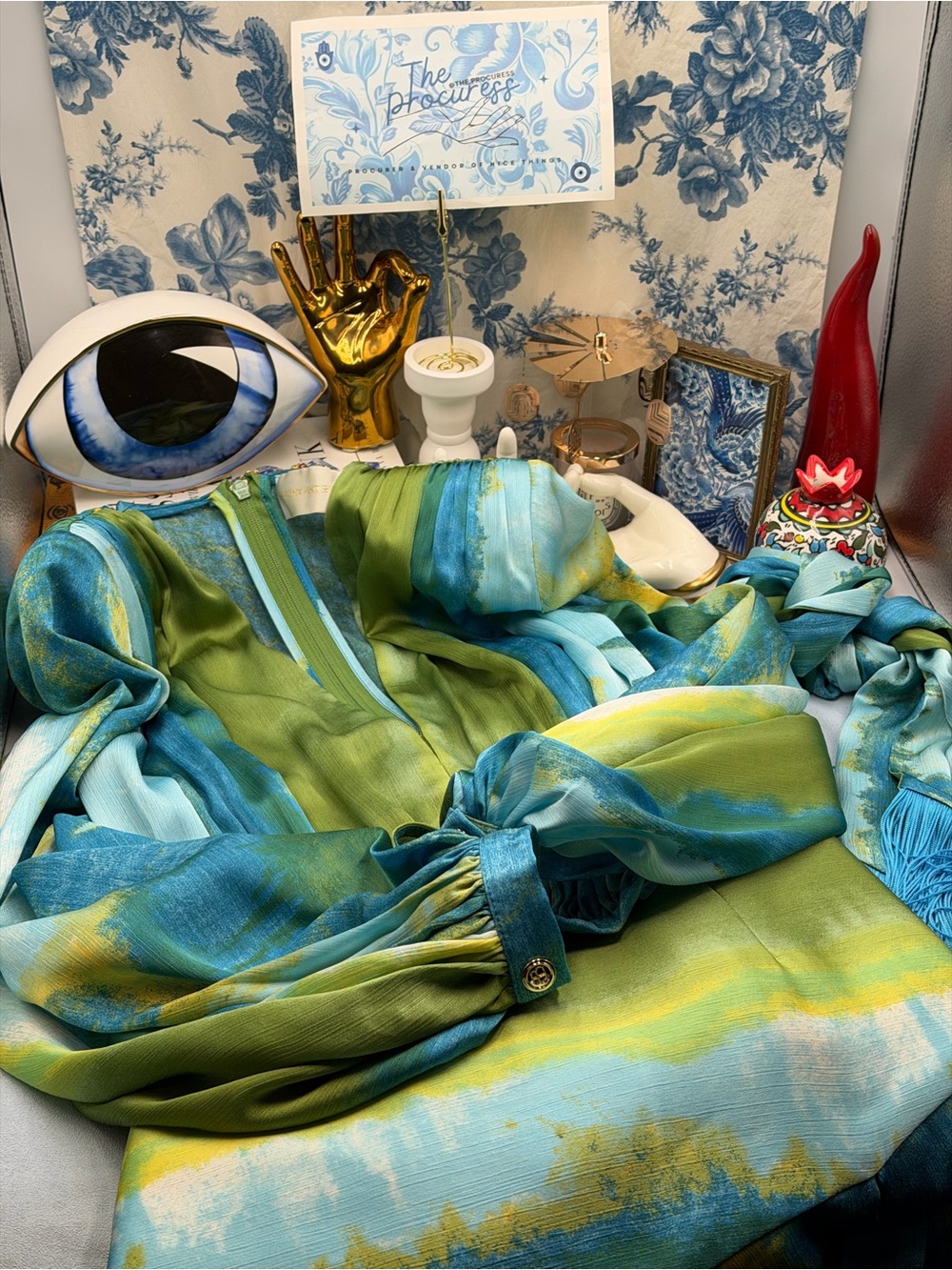 🆕 BRONX & BANCO 🧿 NWOT Coastal Carmen Belted Fringe Gown, Blue - Sz XS US 2 - Picture 13 of 16